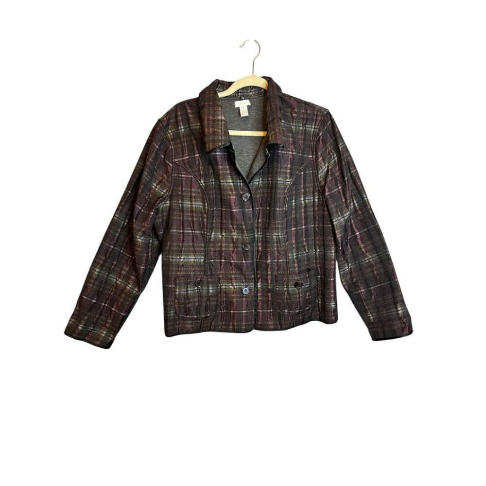 Chico's Jacket Women's XL Plaid Button Front Outdoor Chicos‎ 3